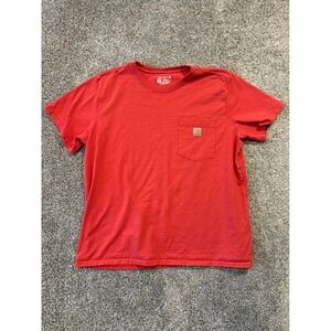 Carhartt T-Shirt Womens XXL Red Pocket Loose Fit Short Sleeve Cotton Blend